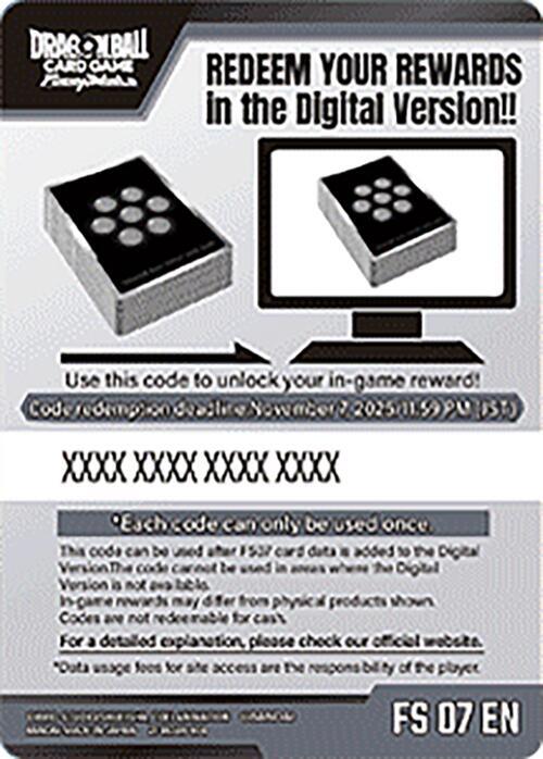 Code Card - Starter Deck 7: Vegeta (Mini) (FS07), Starter Deck 7: Vegeta (Mini) P593212