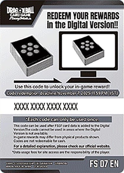 Code Card - Starter Deck 7: Vegeta (Mini) (FS07), Starter Deck 7: Vegeta (Mini) P593212
