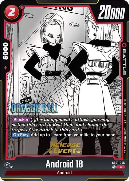 Android 18 - SB01-005, Manga Booster 01 Release Event Cards SB01-005