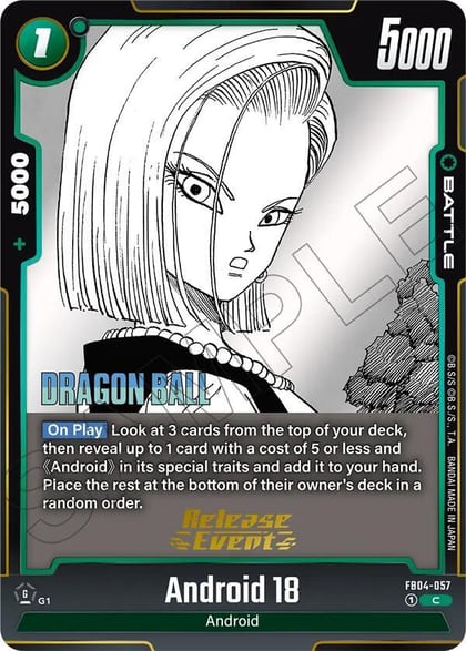 Android 18, Manga Booster 02 Release Event Cards FB04-057