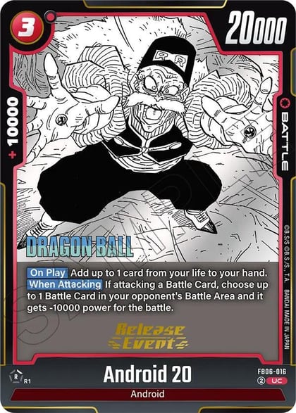Android 20, Manga Booster 02 Release Event Cards FB06-016