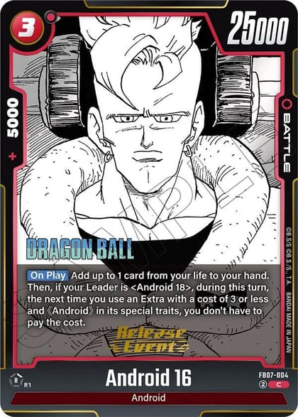 Android 16, Manga Booster 02 Release Event Cards FB07-004