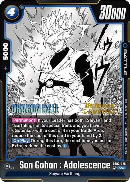 Son Gohan : Adolescence, Manga Booster 02 Release Event Cards SB02-026