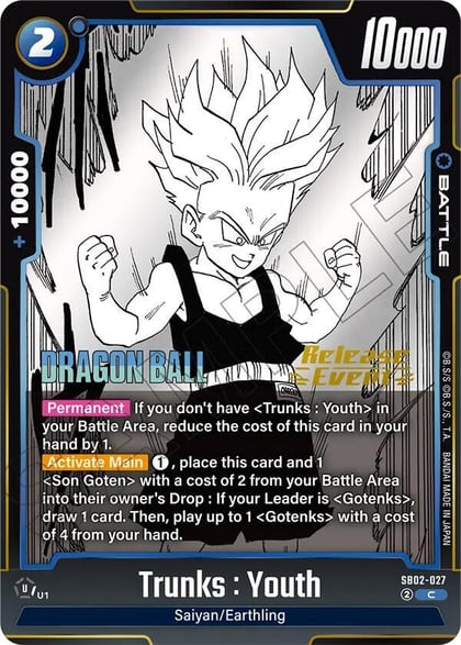 Trunks : Youth, Manga Booster 02 Release Event Cards SB02-027