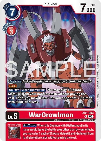 WarGrowlmon - AD1-003, Advanced Booster Digimon Generation AD1-003 R