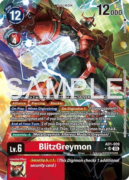 BlitzGreymon (Alternate Art), Advanced Booster Digimon Generation AD1-009 SR