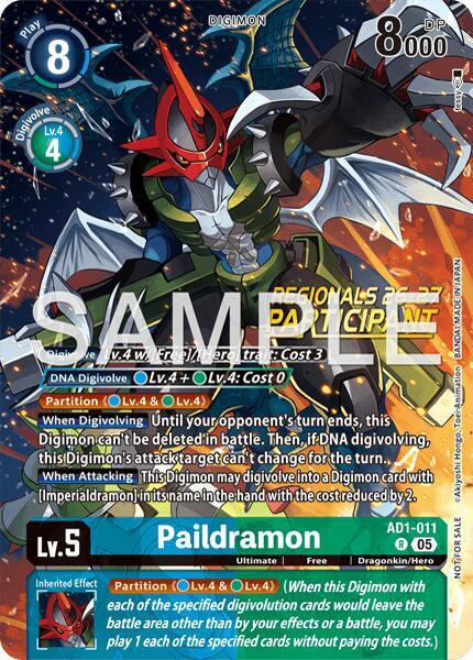Paildramon - AD1-011 (Regionals 26-27 Season 2 Participant), Advanced Booster Digimon Generation AD1-011 R