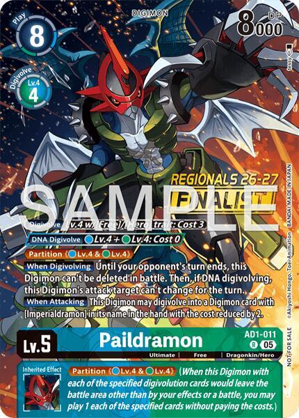 Paildramon - AD1-011 (Regionals 26-27 Season 2 Finalist), Advanced Booster Digimon Generation AD1-011 R