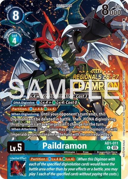 Paildramon - AD1-011 (Regionals 26-27 Season 2 Champion), Advanced Booster Digimon Generation AD1-011 R
