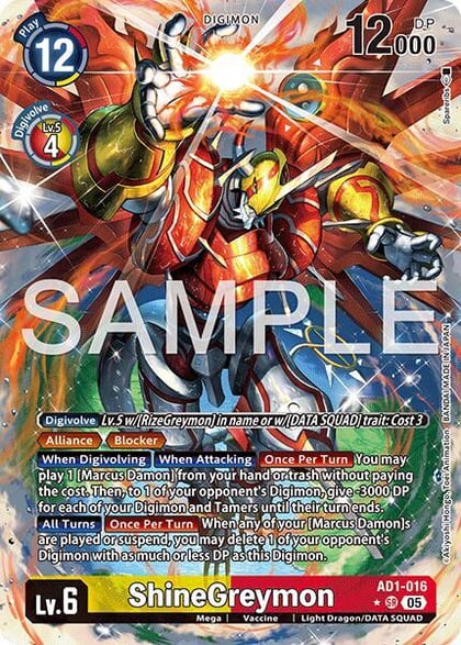 ShineGreymon - AD1-016 (Alternate Art), Advanced Booster Digimon Generation AD1-016 SR