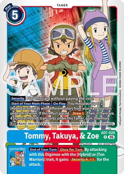 Tommy, Takuya, & Zoe, Advanced Booster Digimon Generation AD1-020 R