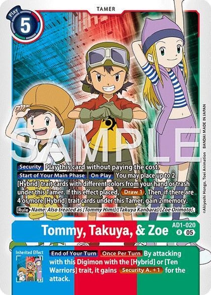 Tommy, Takuya, & Zoe, Advanced Booster Digimon Generation AD1-020 R
