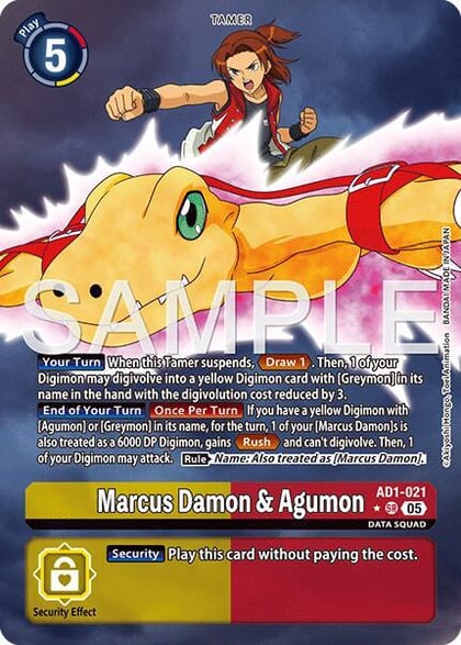 Marcus Damon & Agumon (Alternate Art), Advanced Booster Digimon Generation AD1-021 SR