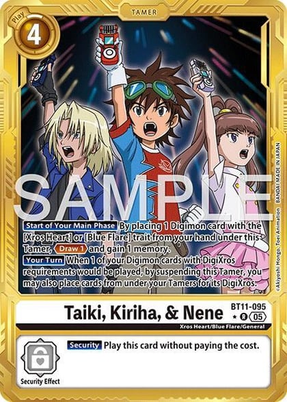 Taiki, Kiriha, & Nene (Gold Border), Advanced Booster Digimon Generation BT11-095 R