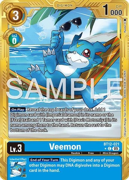 Veemon - BT12-021 (Gold Border), Advanced Booster Digimon Generation BT12-021 C