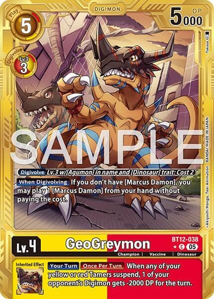 GeoGreymon - BT12-038 (Gold Border), Advanced Booster Digimon Generation BT12-038 C