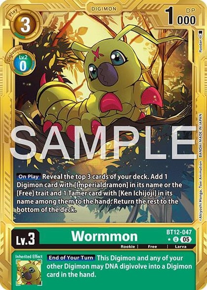 Wormmon - BT12-047 (Gold Border), Advanced Booster Digimon Generation BT12-047 U