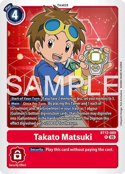 Takato Matsuki - BT12-089 (Reprint), Advanced Booster Digimon Generation BT12-089 R