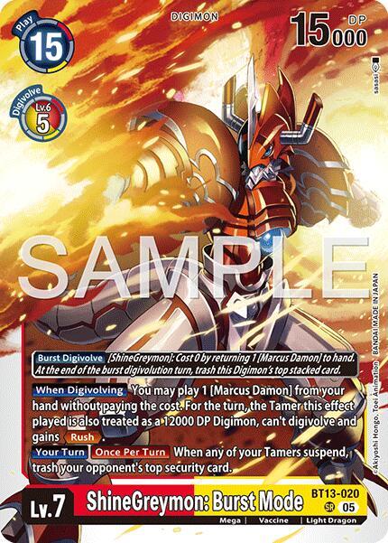 ShineGreymon: Burst Mode (Reprint), Advanced Booster Digimon Generation BT13-020 SR