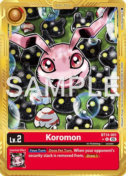 Koromon - BT14-001 (Gold Border), Advanced Booster Digimon Generation BT14-001 U