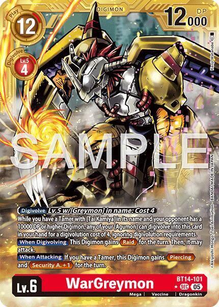 WarGreymon - BT14-101 (Gold Border), Advanced Booster Digimon Generation BT14-101 SEC