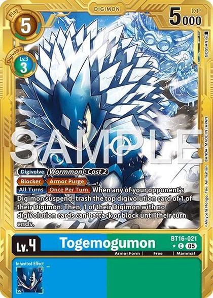 Togemogumon (Gold Border), Advanced Booster Digimon Generation BT16-021 C