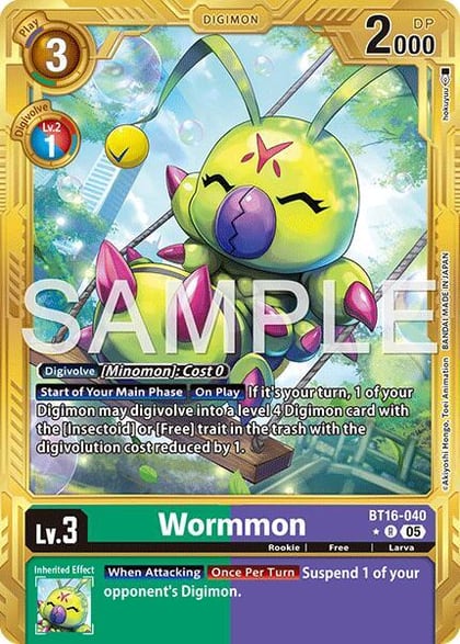 Wormmon - BT16-040 (Gold Border), Advanced Booster Digimon Generation BT16-040 R