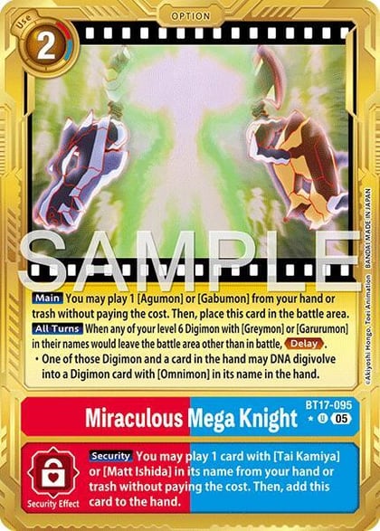 Miraculous Mega Knight (Gold Border), Advanced Booster Digimon Generation BT17-095 U