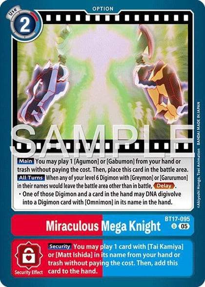 Miraculous Mega Knight (Reprint), Advanced Booster Digimon Generation BT17-095 U