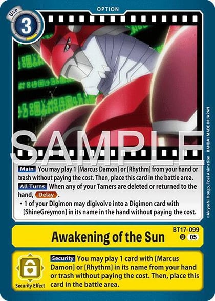Awakening of the Sun (Reprint), Advanced Booster Digimon Generation BT17-099 U