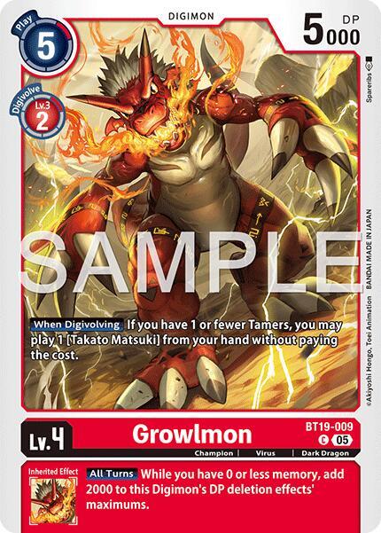 Growlmon - BT19-009 (Reprint), Advanced Booster Digimon Generation BT19-009 C