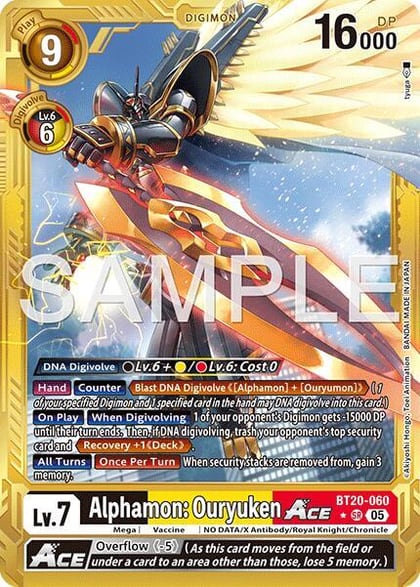 Alphamon: Ouryuken ACE (Gold Border), Advanced Booster Digimon Generation BT20-060 SR