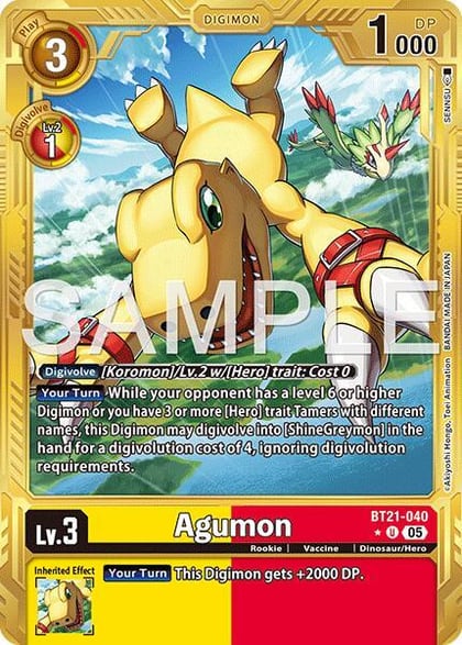 Agumon - BT21-040 (Gold Border), Advanced Booster Digimon Generation BT21-040 U