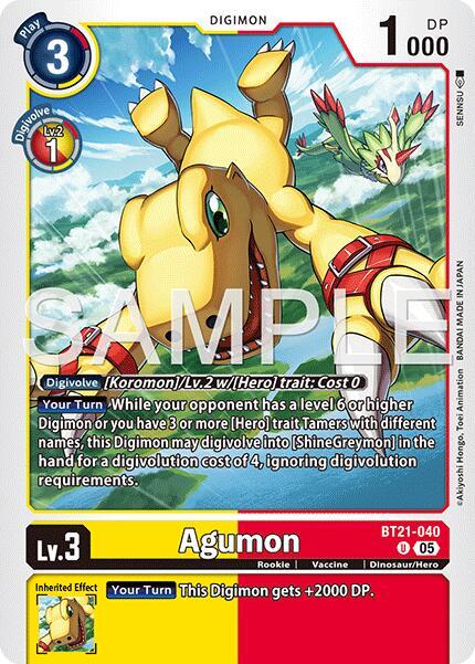Agumon - BT21-040 (Reprint), Advanced Booster Digimon Generation BT21-040 U