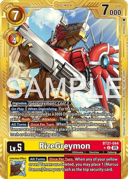 RizeGreymon - BT21-044 (Gold Border), Advanced Booster Digimon Generation BT21-044 U