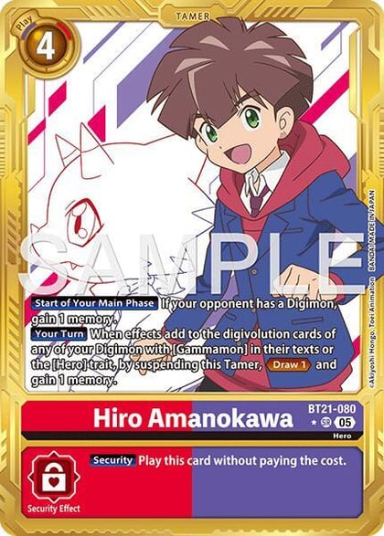 Hiro Amanokawa - BT21-080 (Gold Border), Advanced Booster Digimon Generation BT21-080 SR