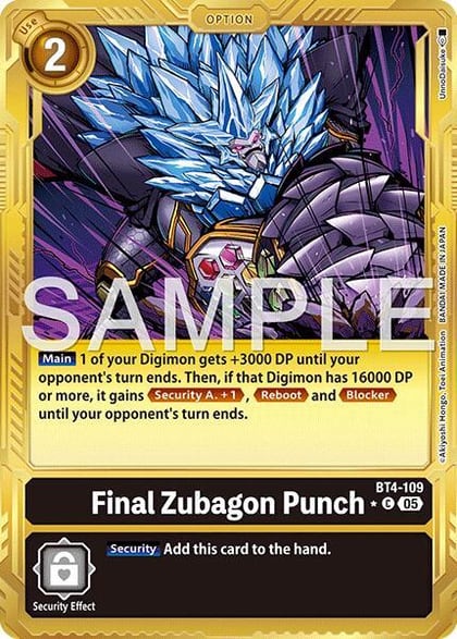 Final Zubagon Punch (Gold Border), Advanced Booster Digimon Generation BT4-109 C