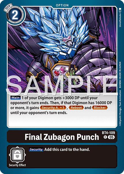 Final Zubagon Punch (Reprint), Advanced Booster Digimon Generation BT4-109 C
