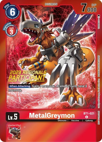 MetalGreymon - BT1-021 (2023 Regionals Participant), Release Special Booster 1.0 BT1-021 U