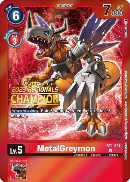MetalGreymon - BT1-021 (2023 Regionals Champion), Release Special Booster 1.0 BT1-021 U