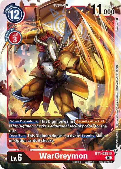 WarGreymon (ST-11 Special Entry Pack), Release Special Booster 1.0 BT1-025 SR
