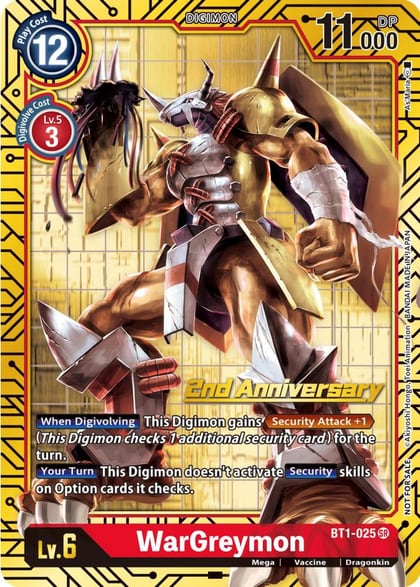 WarGreymon (2nd Anniversary Card Set), Release Special Booster 1.0 BT1-025 SR