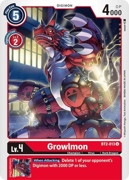 Growlmon, Release Special Booster 1.0 BT2-013 U