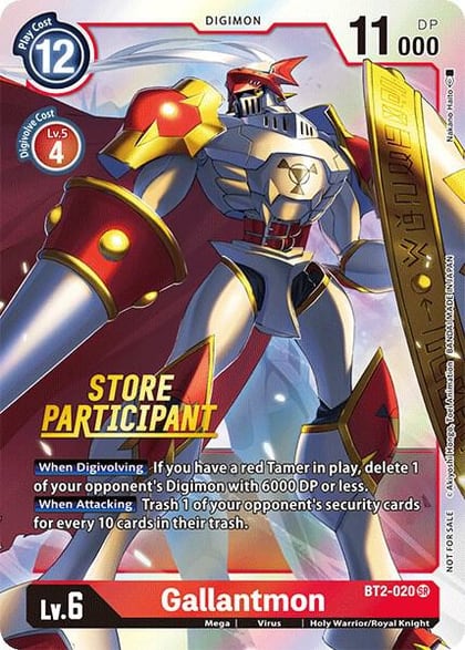 Gallantmon - BT2-020 (Store Participant), Release Special Booster 1.0 BT2-020 SR