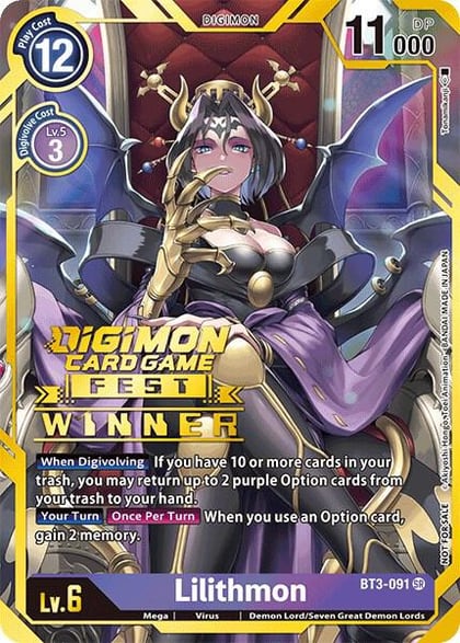 Lilithmon (Digimon Card Game Fest 2022 Winner), Release Special Booster 1.0 BT3-091 SR