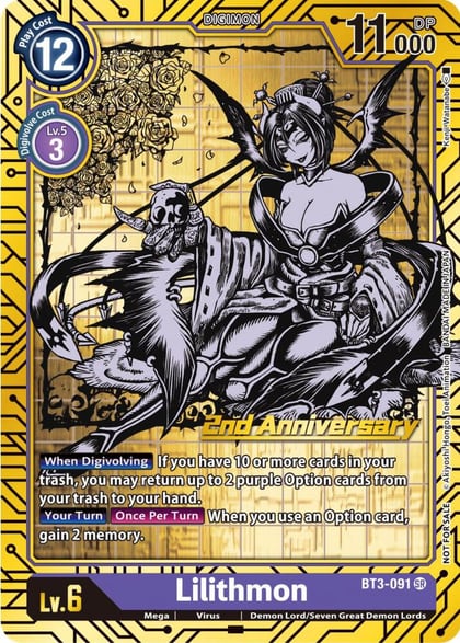 Lilithmon (2nd Anniversary Card Set), Release Special Booster 1.0 BT3-091 SR