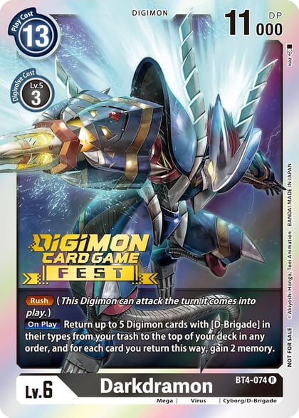 Darkdramon (Digimon Card Game Fest 2022), Great Legend BT4-074 R