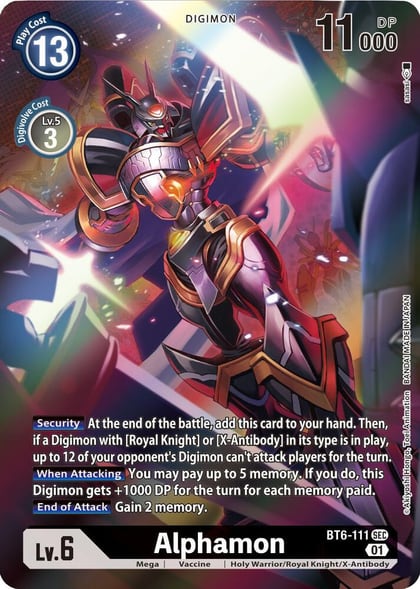 Alphamon (Alternate Art), Double Diamond BT6-111 SEC