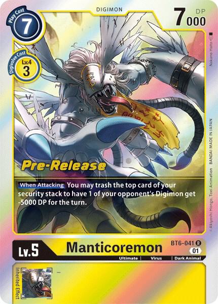Manticoremon, Double Diamond Pre-Release Cards BT6-041 R