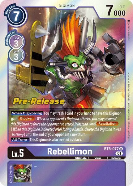 Rebellimon, Double Diamond Pre-Release Cards BT6-077 R